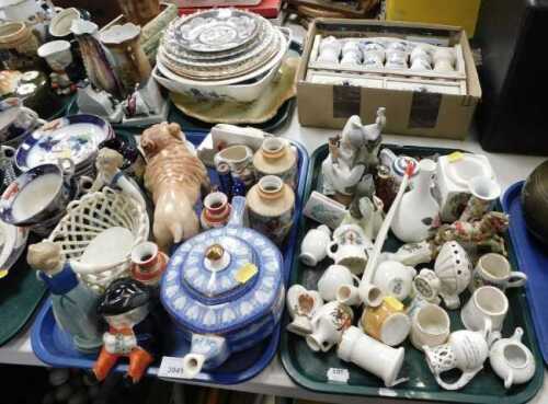 Ceramics and decorative items, to include animal figurines, small crested wares, a spice rack,...