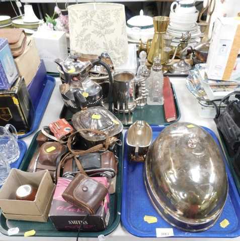 Metalware and household items, to include teapots, coffee pots, large anniversary style plated...