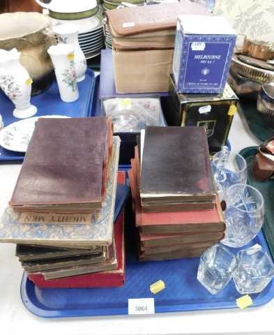Books, glassware, to include Mighty Men by Eleanor Farjeon, Little Dorrit, Barnaby Rudge, etc.,...