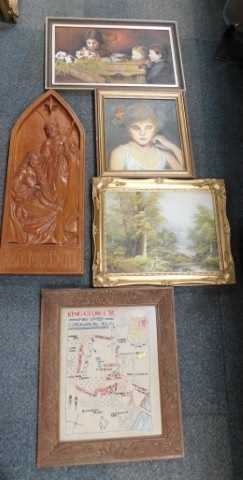 Pictures and prints, to include landscapes, woodland scene, portrait, etc. (5, under 1 table)