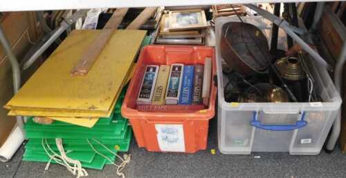 Miscellaneous items, to include a quantity of Millers and Lyle Guides, brassware including lamps,...