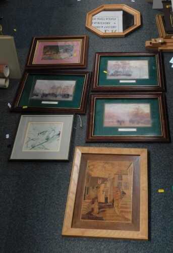 Pictures and prints, to include landscapes, portraits, etc. (7, under 1 table)
