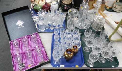 Glassware, to include brandy glasses, wine glasses, sherry glasses, decanters including ship's...