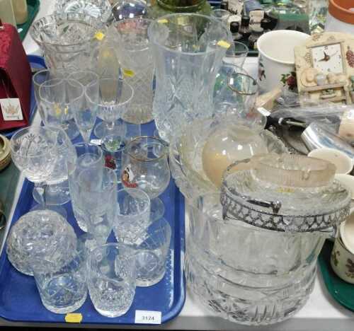 Glassware, to include vases, dessert glasses, champagne glasses, wine glasses, tumblers, rose...