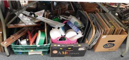 Miscellaneous items, to include LPs, mostly easy listening, spirit levels, set squares, rules,...