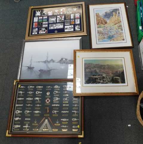 Pictures and prints, to include a pictorial representation of Tottenham Hotspur, landscapes, a...