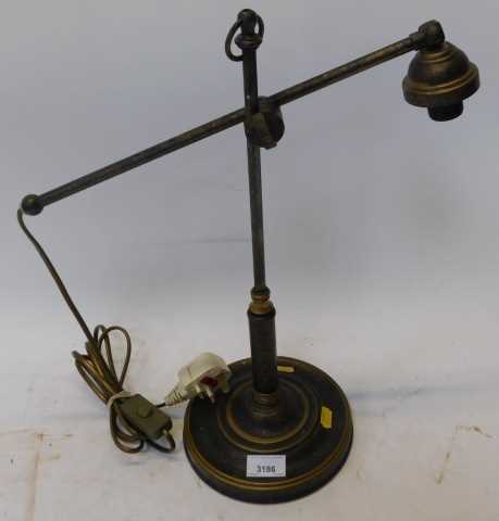 A Marks & Spencer brass drop arm table lamp, 47cm high.