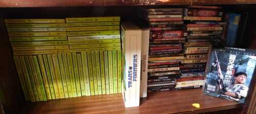 CDs, mixed interest, together with Transformers DVD box set, Steve Jackson paperback fiction,...