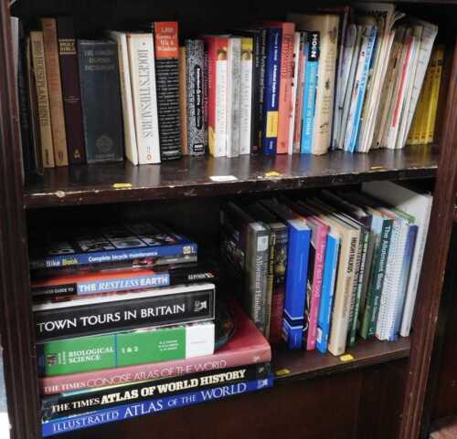 Books, predominantly non fiction, relating to bicycles, Atlas of the World History, allotments,...