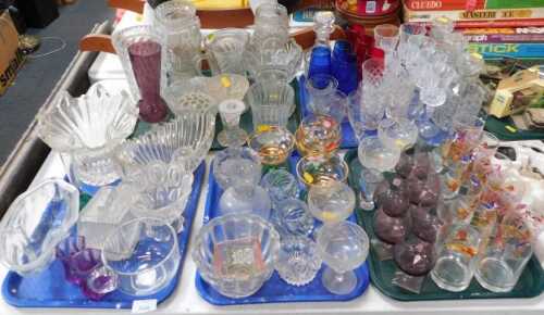 Glassware, to include drinking glasses, decanters, moulded glass vases, etc. (5 trays)