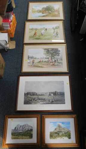 Pictures, prints, etc., to include depiction of The Cricket Match Tonbridge School, after...