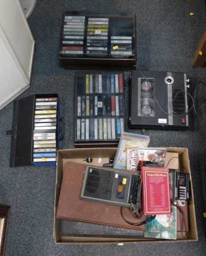 Audio equipment, to include a reel to reel tape recorder, cassette tapes, etc. (4 boxes, under 1...