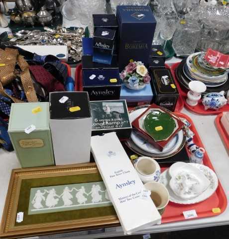 Ceramics, household items, to include boxed Bohemia crystal glass, jasperware plaque, boxed...