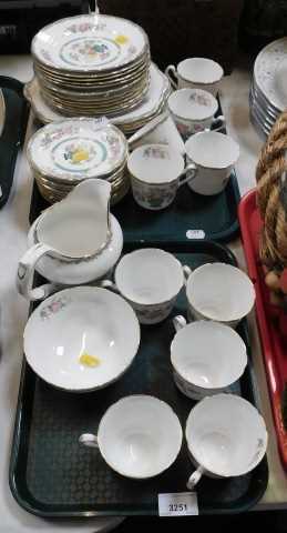 Ceramics, a part tea service by Grosvenor china, to include small plates, cake plates, teacups,...
