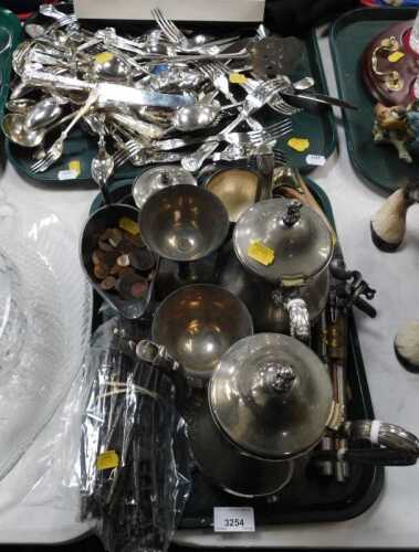 Metalware, to include Kings pattern flatware, pewter jugs, white metal coffee pot, teapot, etc....