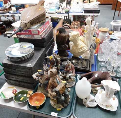 Ceramics and household objects, to include large Capodimonte style figures, large alabaster...