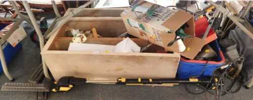 Tools, to include an extendable hedge trimmer, a garden sprayer, hand tools. (2 boxes, under 1...