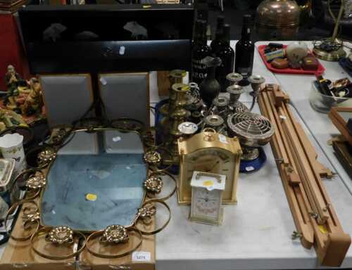 Household items and metalware, to include an air rifle shooting range, pair of speakers, wall...