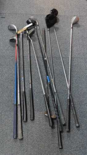 Twelve golf clubs, to include drivers and irons.