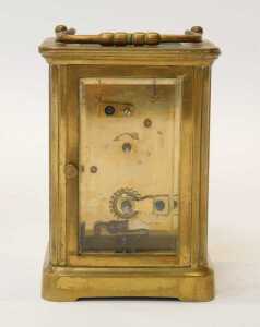 An early 20thC French brass-cased carriage clock, with a white enamel dial having Roman numerals,... - 2