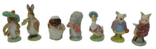 Seven Royal Albert Beatrix Potter figures, comprising Benjamin Bunny, Pigling Bland, Pigling...