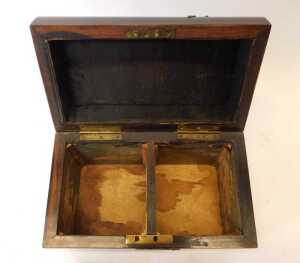A Victorian coromandel tea caddy, of plain dome chest shaped design, the hinged lid with... - 2