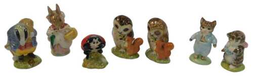 Seven Royal Albert Beatrix Potter figures, comprising Tommy Brock, Miss Moppet, Tom Kitten, Old...