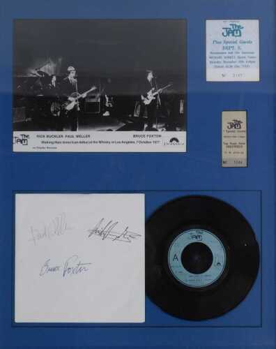 The Jam interest. A montage bearing the signatures of Paul Weller, Bruce Foxton, and Rick...
