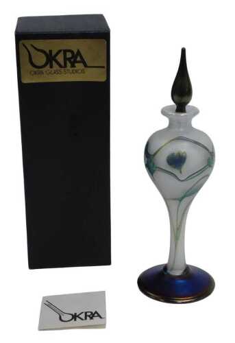 An Okra Glass Studios Purple Charlock scent bottle and stopper, limited edition, 22.5cm high,...