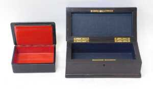 A Victorian wooden jewellery box, with blue ceramic tile with classical figures, a Russian... - 4