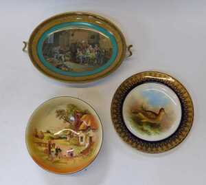 A group of British ceramics, including three Prattware style dishes, one entitled The Blind... - 6