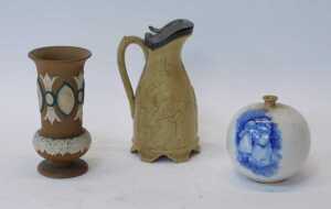 A group of British ceramics, including three Prattware style dishes, one entitled The Blind... - 14