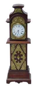 A late 19thC oak clock tower mantel timepiece, in a square-section slender oak case, with brass...