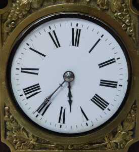 A late 19thC oak clock tower mantel timepiece, in a square-section slender oak case, with brass... - 2