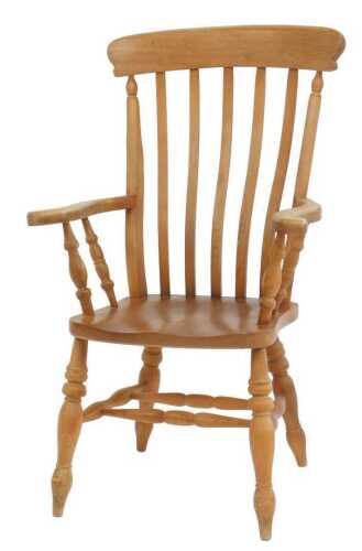 A Victorian beech ladderback kitchen chair, with a solid saddle seat, raised on turned legs,...