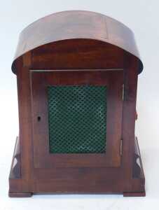 An early Victorian figured walnut cased bracket clock, with arched scroll top having carved... - 3