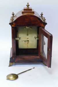 A Georgian-style rosewood-cased bracket clock, the arched top with brass finials and enclosed by... - 3