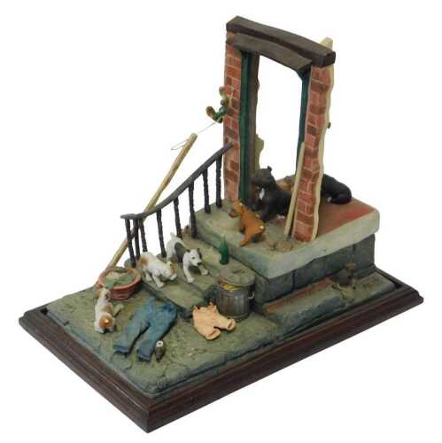 A North Light resin figure group titled The Doggy Household The Staffordshire at Home, limited...