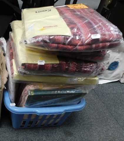 Textiles, including sheets and blankets, all in packets. (1 box, contents under 1 table)