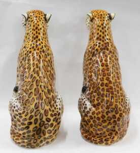 A pair of Boxer Ceramiche Italian porcelain figures of standing leopards, large size with mouths... - 7