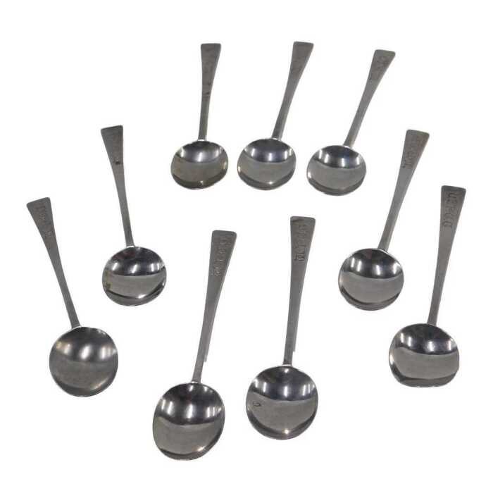 A set of nine George V silver teaspoons, initialled WPCC, by Thomas Bradbury & Sons, Sheffield...