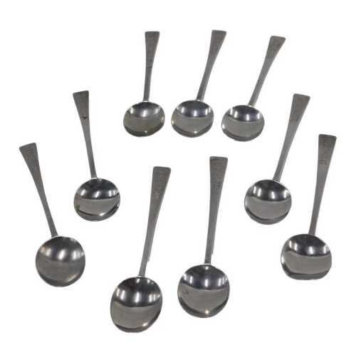 A set of nine George V silver teaspoons, initialled WPCC, by Thomas Bradbury & Sons, Sheffield...