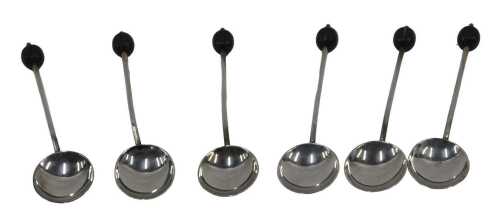 A cased set of six George V silver coffee bean spoons, each with coffee bean ends, plain stems...