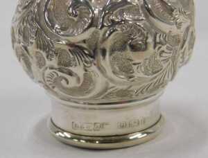 An Edward VII cut glass silver topped perfume bottle, of bulbous form, with a repeat hobnail cut... - 3