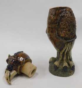 A late 20thC Martin Brothers style Studio pottery Wally bird, with removable head, in standing... - 2