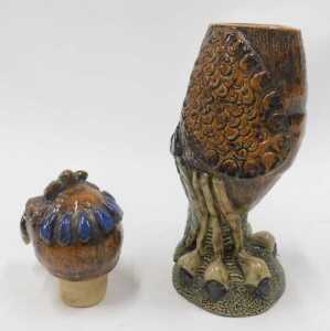 A late 20thC Martin Brothers style Studio pottery Wally bird, with removable head, in standing... - 4