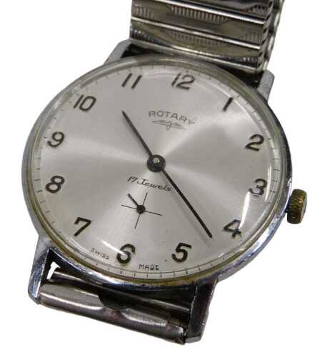A Rotary gentlemen's wristwatch, the silvered coloured numeric dial with black hands and a 17...