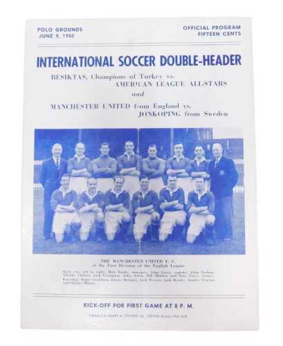 A football programme, Internation Soccer Double Header, Manchester United vs Jonkoping of Sweden,...