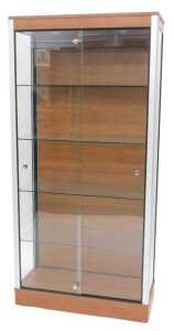 A museum quality glazed display cabinet, by Designex Gloucester, with wooden fittings, of...