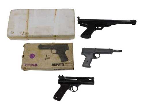 A Webley & Scott Premier .22 air pistol, with brown Bakelite grips, together with a Diana .177...